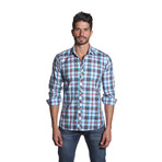 Jared Lang // OTT Button Up Shirt // Blue Multi Plaid (L)