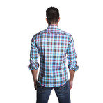 Jared Lang // OTT Button Up Shirt // Blue Multi Plaid (L)