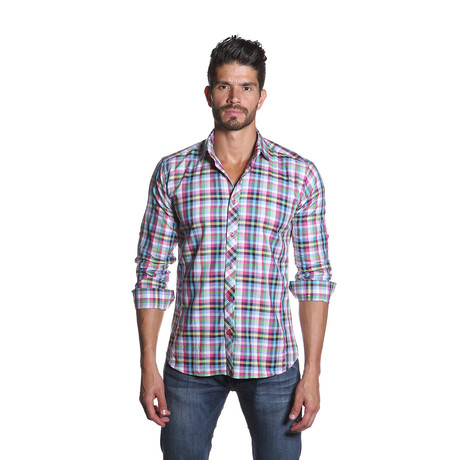 OTT Button Up Shirt // Pink Multi Check (S)