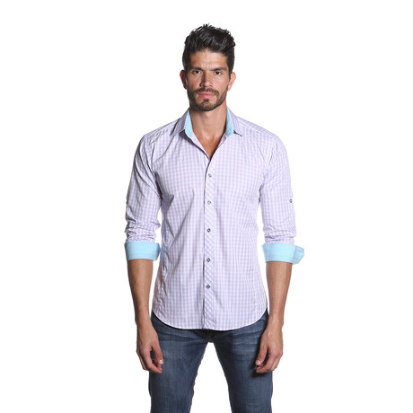 OTT Button Up Shirt // Lilac Check (S)