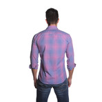 VAN Button Up Shirt // Pink + Blue Check (L)