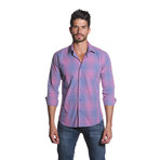 VAN Button Up Shirt // Pink + Blue Check (L)