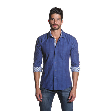 VAN Button Up Shirt // Dark Blue (S)