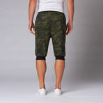 Camo Jogger Shorts // Olive (M)