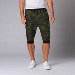 Camo Jogger Shorts // Olive (M)