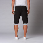 Colorblock Rib Cuff Jogger Short // Grey + White + Black (S)