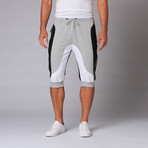 Colorblock Rib Cuff Jogger Short // Grey + White + Black (L)
