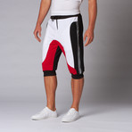 Colorblock Rib Cuff Jogger Short // Black + Red + White (M)