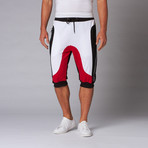 Colorblock Rib Cuff Jogger Short // Black + Red + White (S)