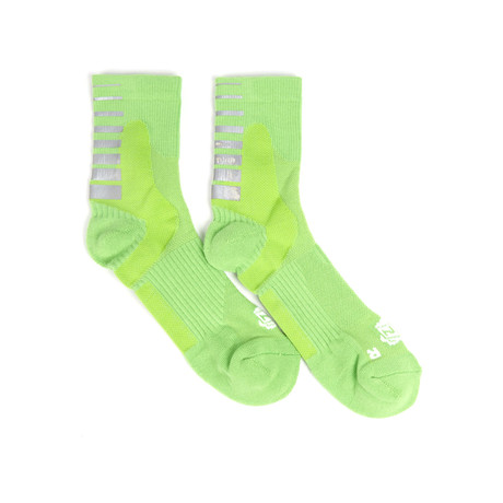 Gradient Stripe Half Calf Crew Sock // Neon Green
