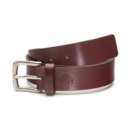 No. 1 English Bridle Leather Belt // Burgundy + Nickel Buckle (28")