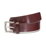 No. 1 English Bridle Leather Belt // Burgundy + Nickel Buckle (40")
