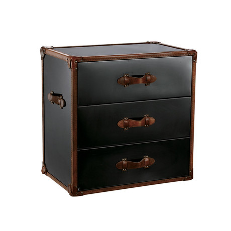 Leather Bedside Night Stand // 3 Drawer