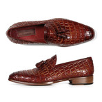 Paul Parkman // Crocodile Embossed Calfskin Tassel Loafer // Warm Brown (Euro: 40)