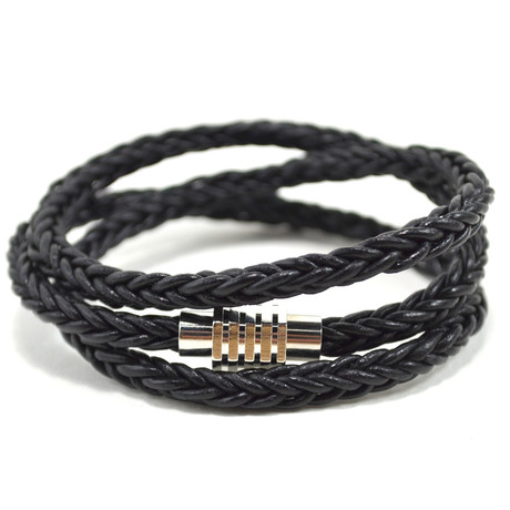 Wraparound Braided Leather Bracelet