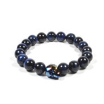 Blue Tiger Eye and Blue Swarovski Skull // 10mm