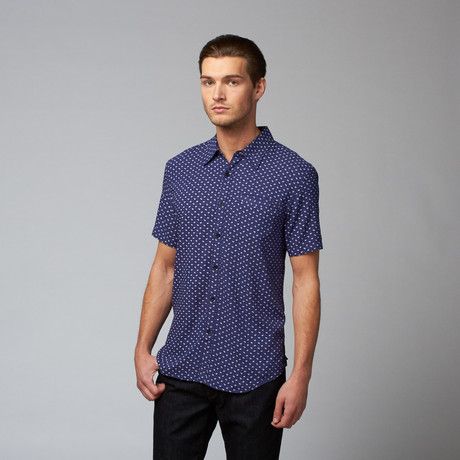 Jacob Holston // Dino Short Sleeve Printed Shirt // Blue (S)