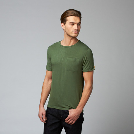 Timo Button-Cuffed Crew T-Shirt // Green (S)