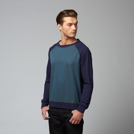 Franco Raglan Combo Sweatshirt // Navy + Teal (S)