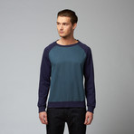 Franco Raglan Combo Sweatshirt // Navy + Teal (XL)