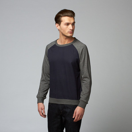 Jacob Holston // Franco Raglan Combo Sweatshirt // Grey + Navy (S)
