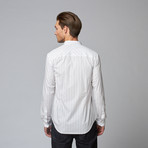 Crescent Button Down Shirt // White Multi Polka Dot (M)