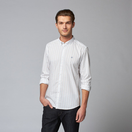 Crescent Button Down Shirt // White Multi Polka Dot (XS)