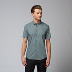 Daytona Button Up Shirt // Dark Green Geometric Print (L)