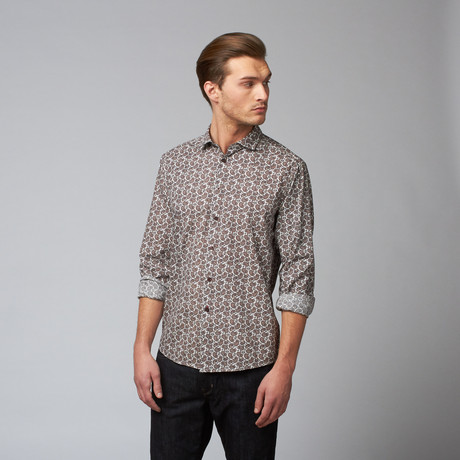 Merc // Spencer Button Up Shirt // Brown Ditsy Paisley (XS)