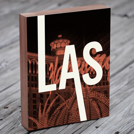Las Vegas Wood Block Art Print (8"L x 10"W)