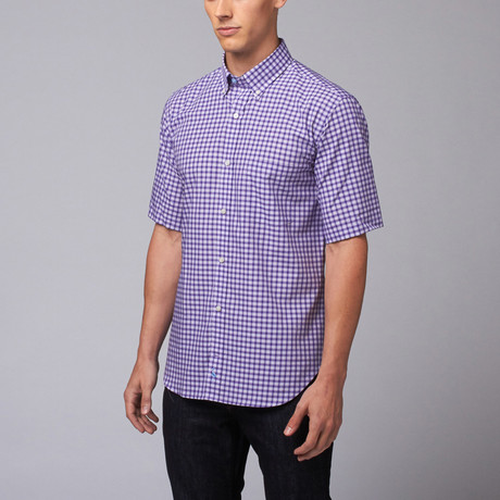 Tailorbyrd // Koki Short Sleeve Button Down Shirt // Purple (M)