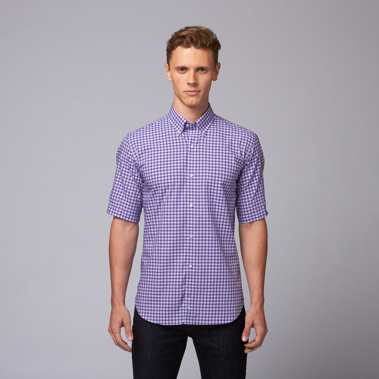 Tailorbyrd // Koki Short Sleeve Button Down Shirt // Purple (S ...