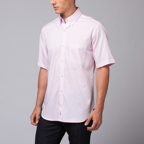 Tailorbyrd // Selang Short Sleeve Button Down Shirt // Pink (M)