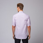 Lipah Short Sleeve Button Down Shirt // Pink + Blue (S)