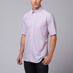 Lipah Short Sleeve Button Down Shirt // Pink + Blue (XL)