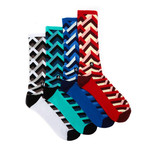 Abstract Block Sock Combo // Set of 4