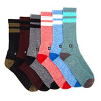 Double Stripe Top Sock Combo // Set of 6