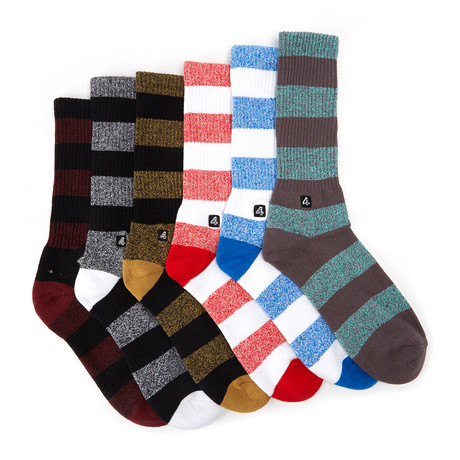 Triple Stripe Top Sock Combo // Set of 6