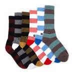 Triple Stripe Top Sock Combo // Set of 6