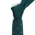 Polka Dot Slim Knit Tie // Deep Forest