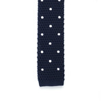 Polka Dot Slim Knit Tie // Navy