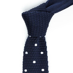 Polka Dot Slim Knit Tie // Navy