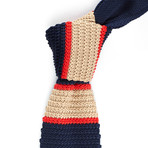 Striped Knit Tie // Navy + Red + Light Tan