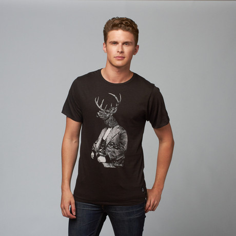 Deer Slub Cotton Tee // Black (XL)