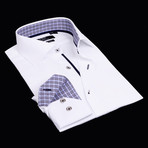 Solid Stretch Shirt // White + Blue Check (3XL)