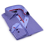 Houndstooth Gingham Shirt // Navy + Light Blue (S)