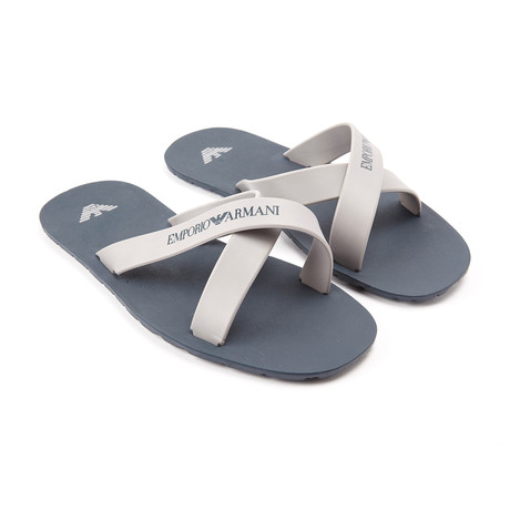 Emporio Armani // Ciabatta Criss Cross Beach Sandal // Marine Blue + Grey (Euro: 39)