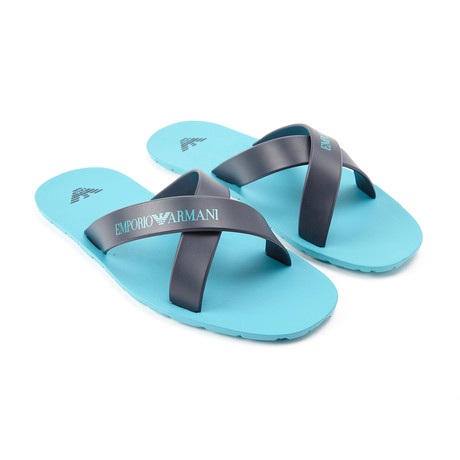 Ciabatta Criss Cross Beach Sandal // Turquoise + Marine Blue (Euro: 39)