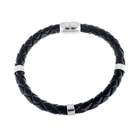 Braided Leather Bracelet // Stainless Steel Stations