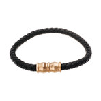 Braided Leather Bracelet // Rose Gold Magnetic Lock